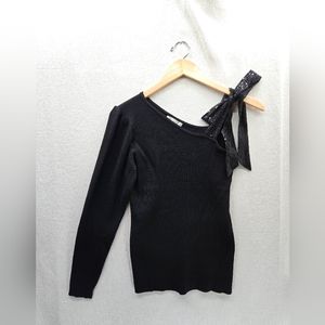 NWT CATO Sequin Bow Black Mystic Moon Sweater size-Small